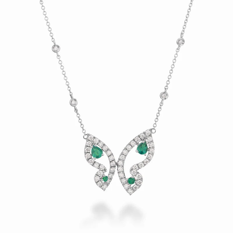 Golay girocollo mariposa farfalla piccola con smeraldi GFFA009DISM-22259110071