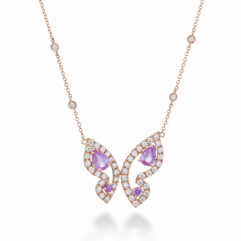 Golay girocollo mariposa grande con zaffiri pink e diam GFFA008DZP-22259110070