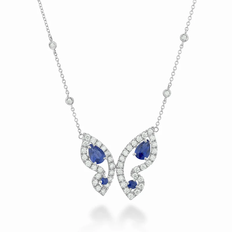 Golay girocollo mariposa grande con zaffiri e diamanti GFFA008DIZB-22259110052