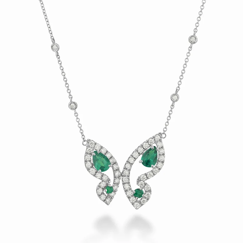 Golay girocollo mariposa grande con smeraldi e diamanti GFFA008DISM-22259110063