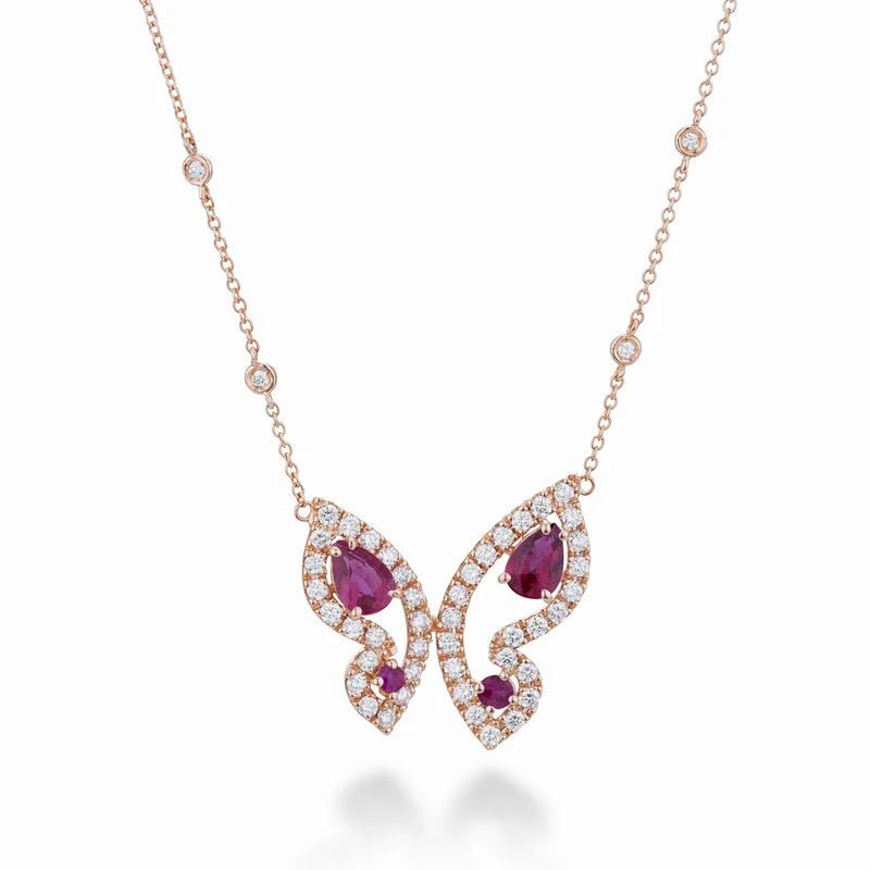 Golay girocollo mariposa grande con rubini e diamanti GFFA008DIRU-22259110059