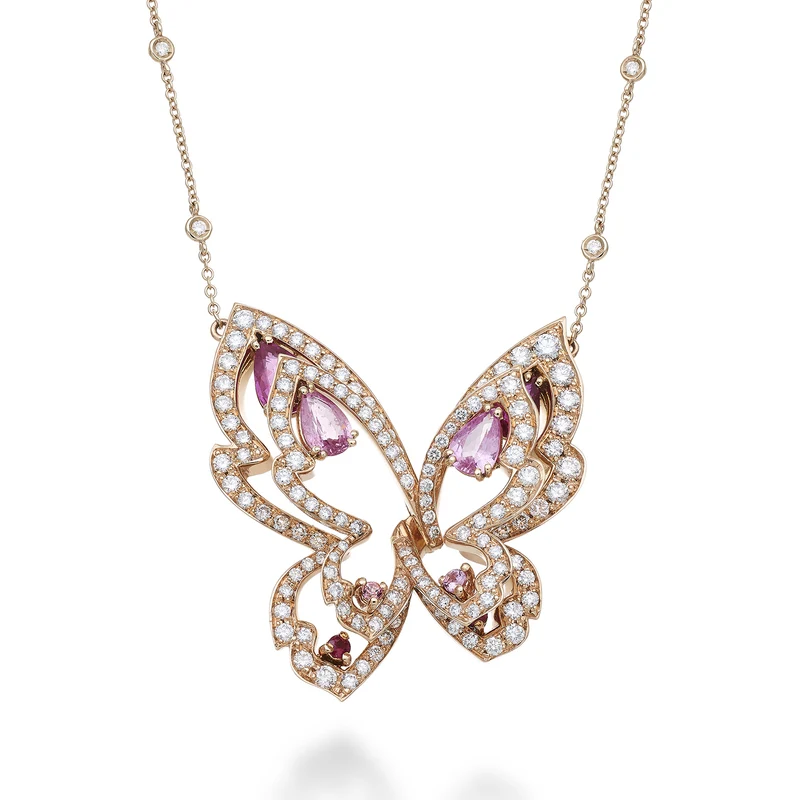 Golay girocollo mariposa farf doppia diam+rub+zaf pink GFFA007DZPRU-22237110014