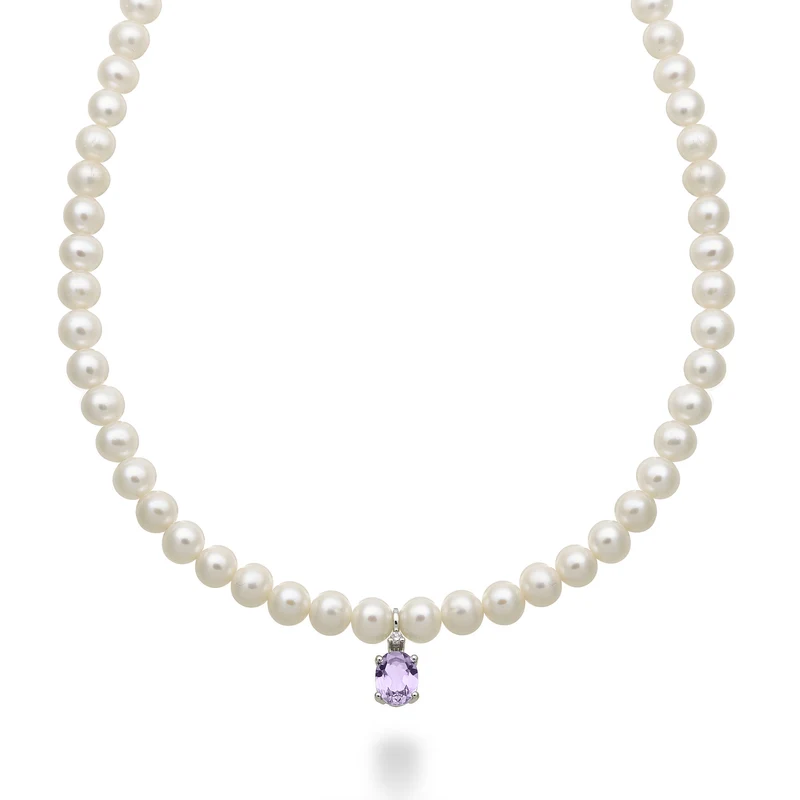 Nihama cl 18k fw 5,5/6 ametista ovale 6x8 ct.1,10 diam. ct.0,02 anellino a molla NC1576O4AMET55