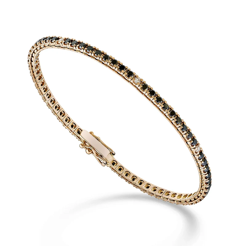 Nihama br tennis 18k spinello nero ct.2,70 diamanti ct.0,22. oro rosa 17,5 cm - 69 castoni NBTQ250SBKDIO3