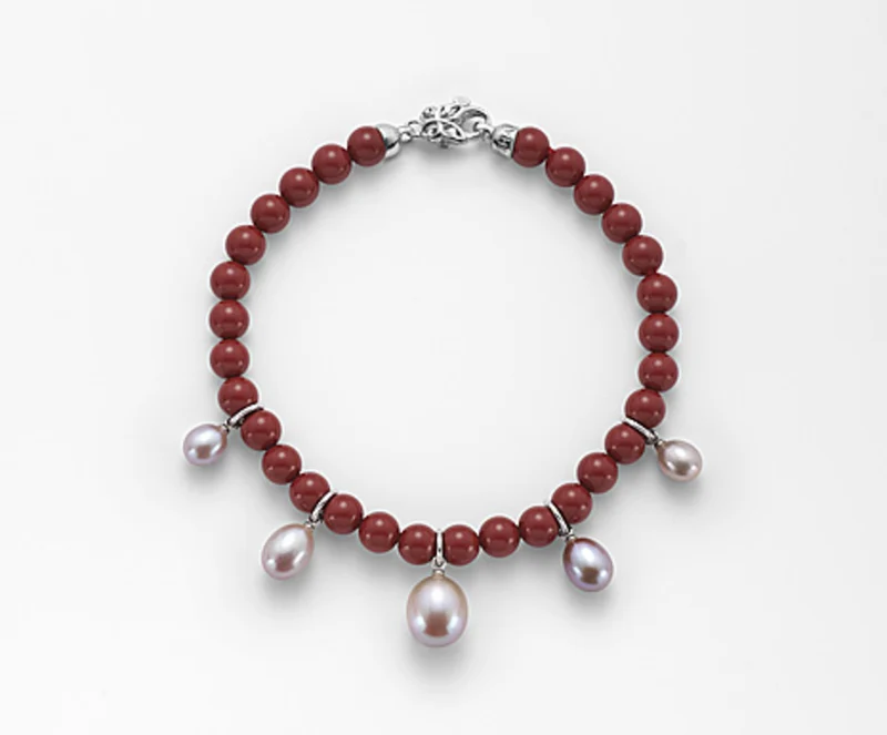 Nihama br ag925 fw mu drop 5,5/6 6,5/7 8/8,5 agglomerato di corallo rosso 6mm NB7372A4COROSSO