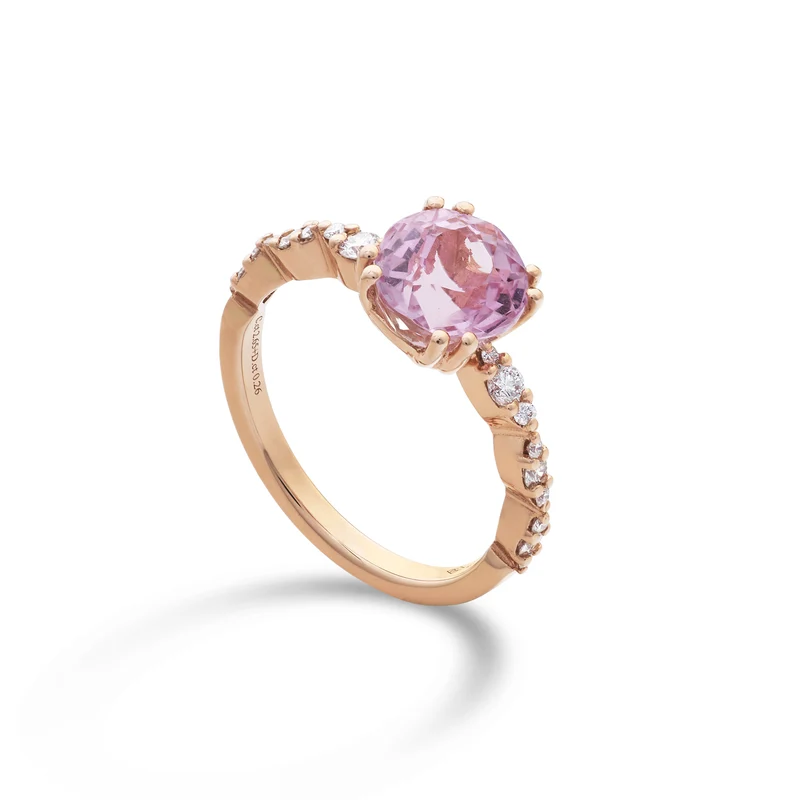 Nihama an 18k kunzite tondo 8mm ct.2,65 diam. ct.0,26 NACLC089DKZ88O3.265