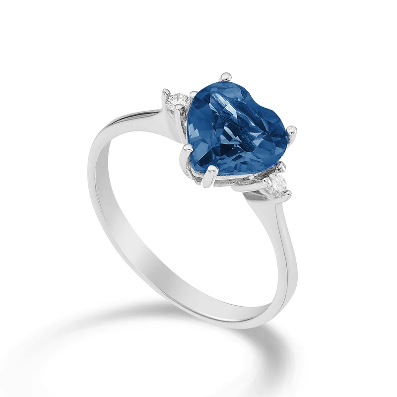 Nihama an 18k topazio blu london cuore 8x8 ct.2,00 diam. ct.0,05 NACL198DITPBL88O4