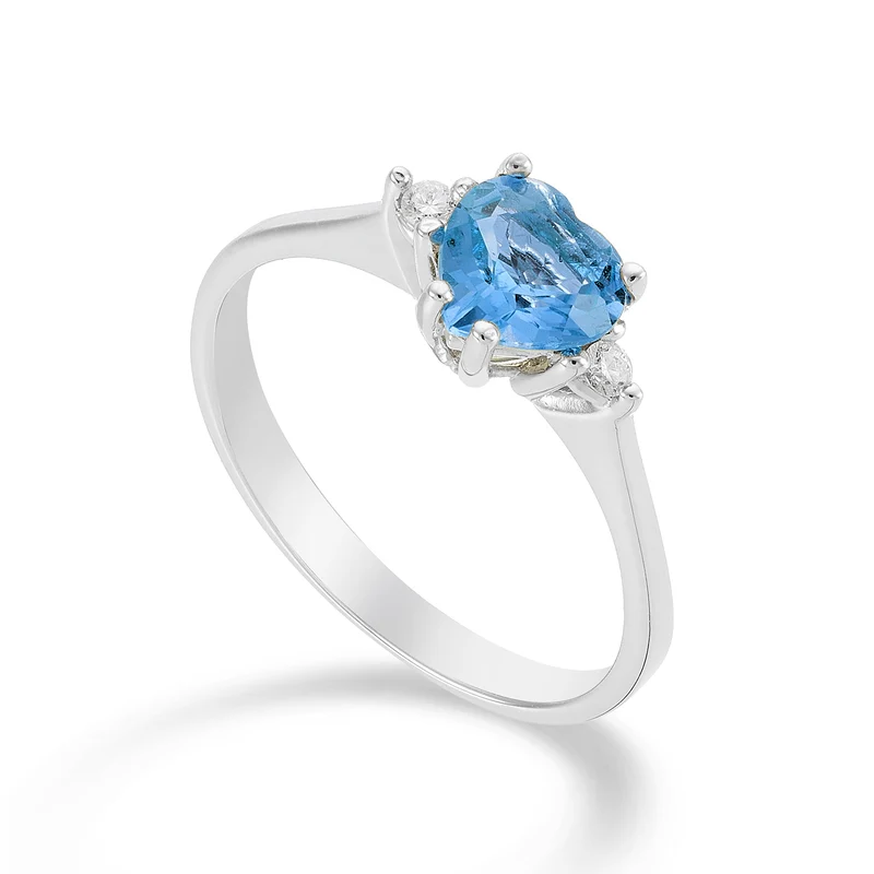 Nihama an 18k topazio azzurro cuore 6x6 ct.1,00 diam. ct.0,04 NACL198DITPAZ66O4