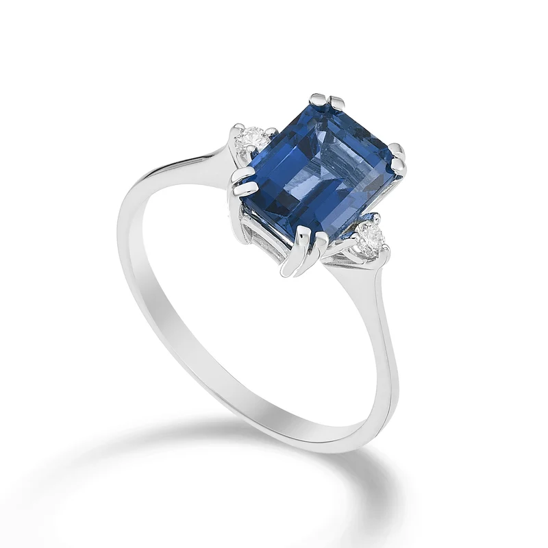 Nihama an 18k topazio blu london ottagonale 8x6 ct.2,65 diam. ct.0,06 NACL090DITPBL3O4