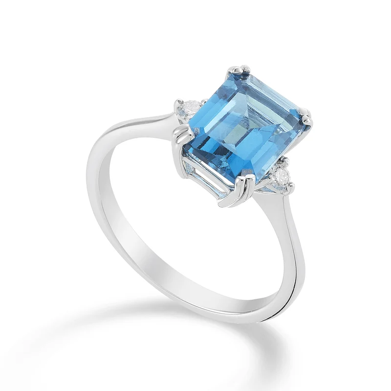 Nihama an 18k topazio azzurro ottagonale 7x9 ct.2,90 diam. ct.0,08 NACL090DITPAZ4O4