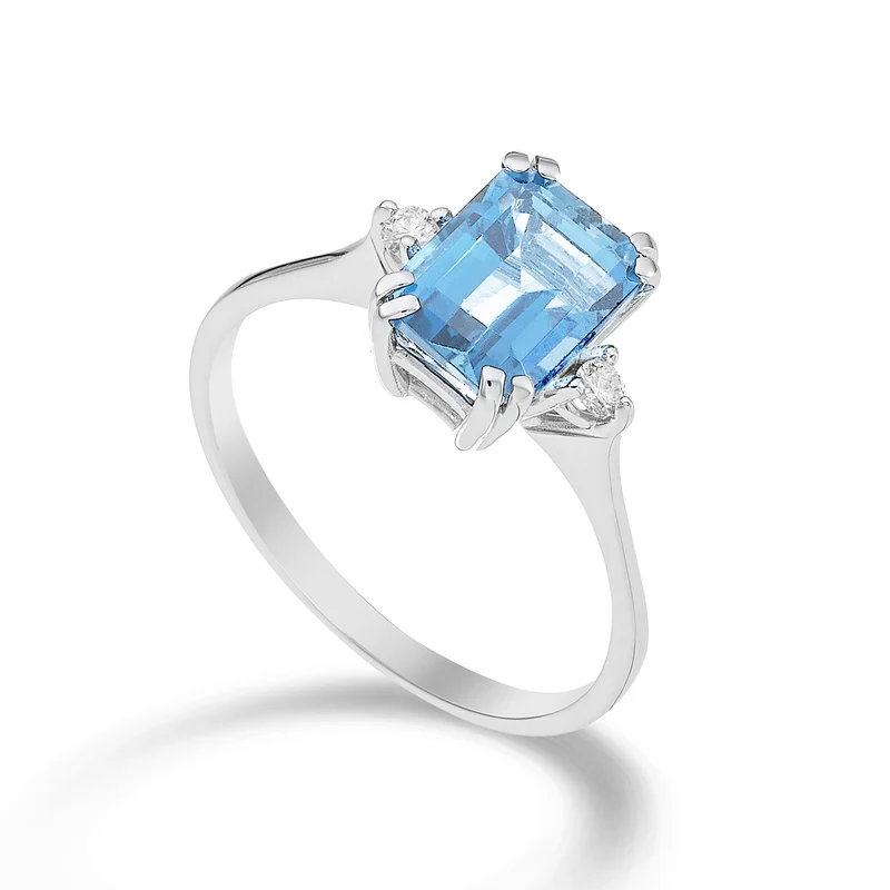 Nihama an 18k topazio azzurro ottagonale 8x6 ct.2,10 diam. ct.0,06 NACL090DITPAZ3O4