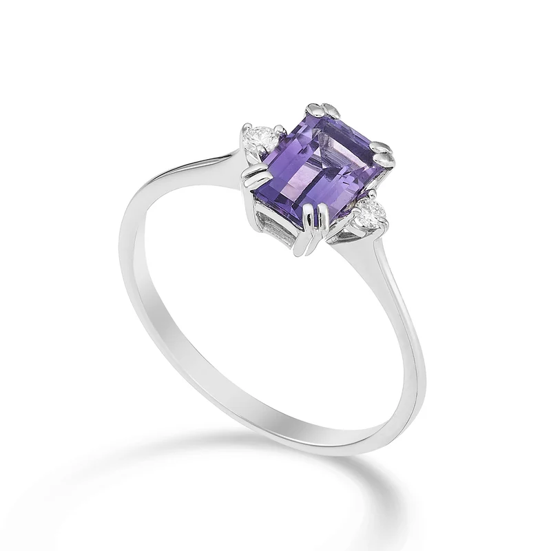 Nihama an 18k ametista ottagonale 7x5 ct.0,90 diam. ct.0,05 NACL090DIAMET2O4