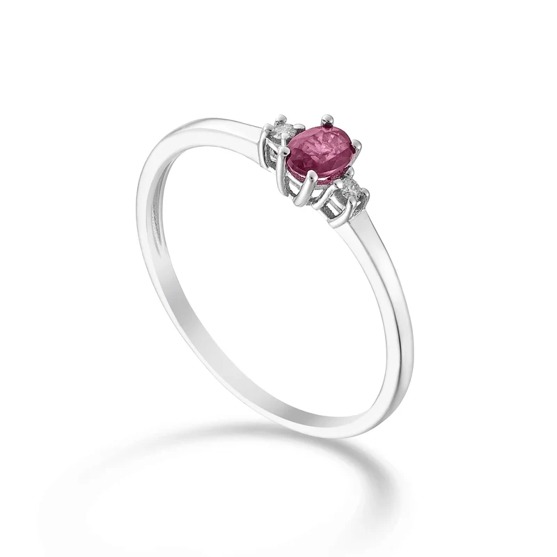Nihama an 9k rubino ovale 4x3 ct.0,20 diam. ct.0,02 NA5190R4RBC