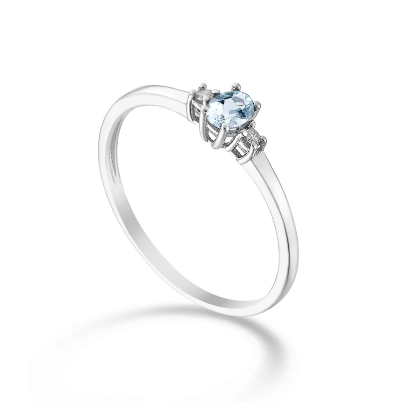 Nihama an 9k acquamarina ovale 4x3 ct.0,14 diam. ct.0,02 NA5190R4AM