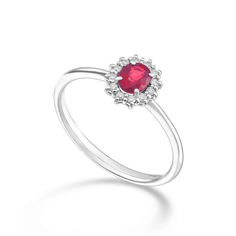 Nihama an 18k rubino nat. ovale 5x4 ct.0,40 diam. ct.0,10 NA5167O4RBN