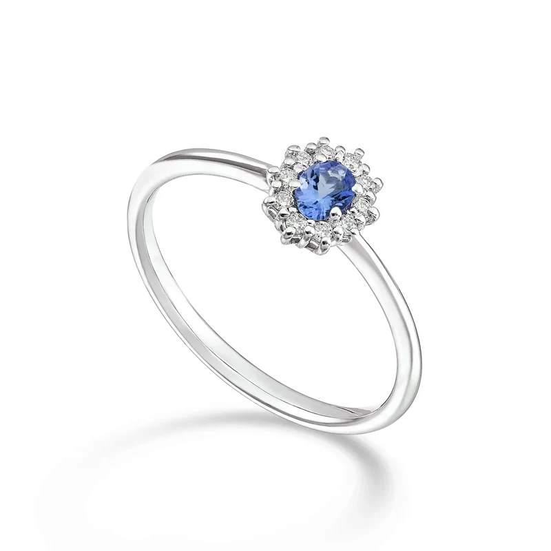 Nihama an 18k tanzanite ovale 4x3 ct.0,14 diam. ct.0,08 NA5166O4TZN