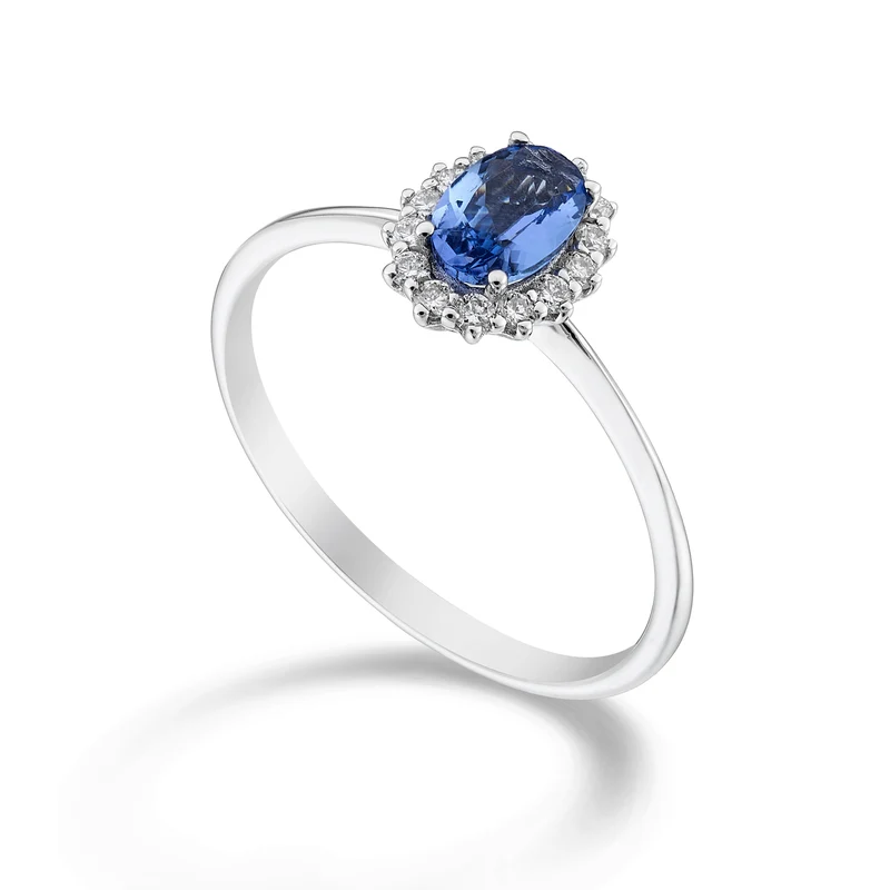 Nihama an 18k tanzanite n. ovale 6x4 ct.0,38 diam. ct.0,13 NA5141O4TZN