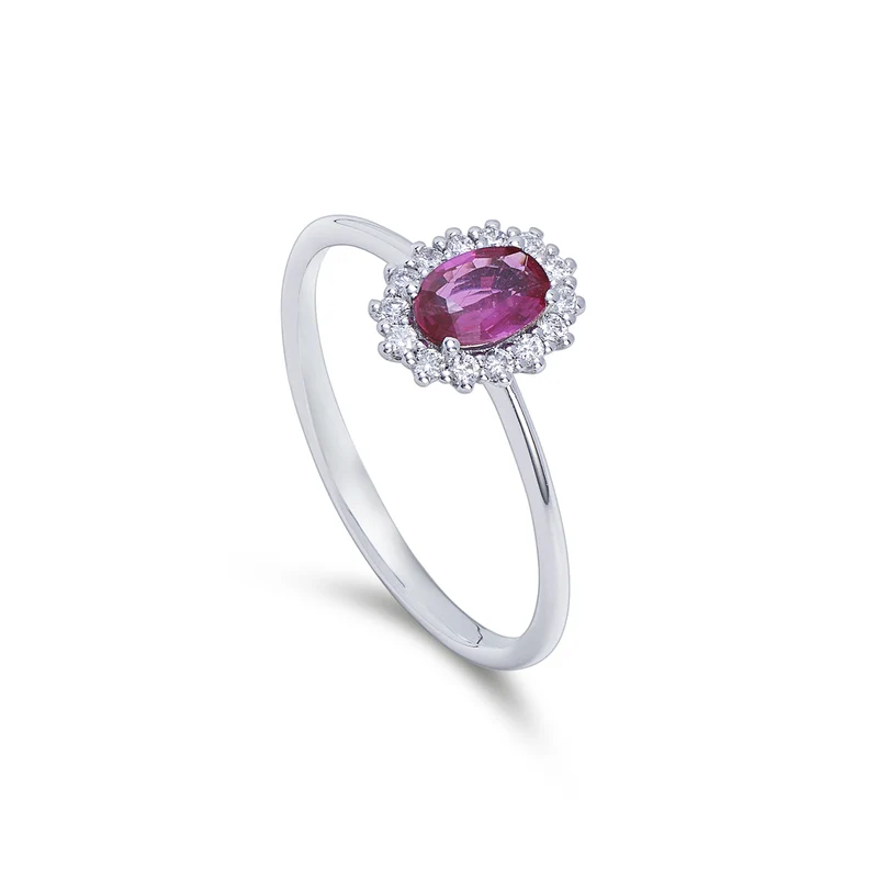 Nihama an 18k rubino n. ovale 6x4 ct.0,40 diam. ct.0,13 NA5141O4RBN