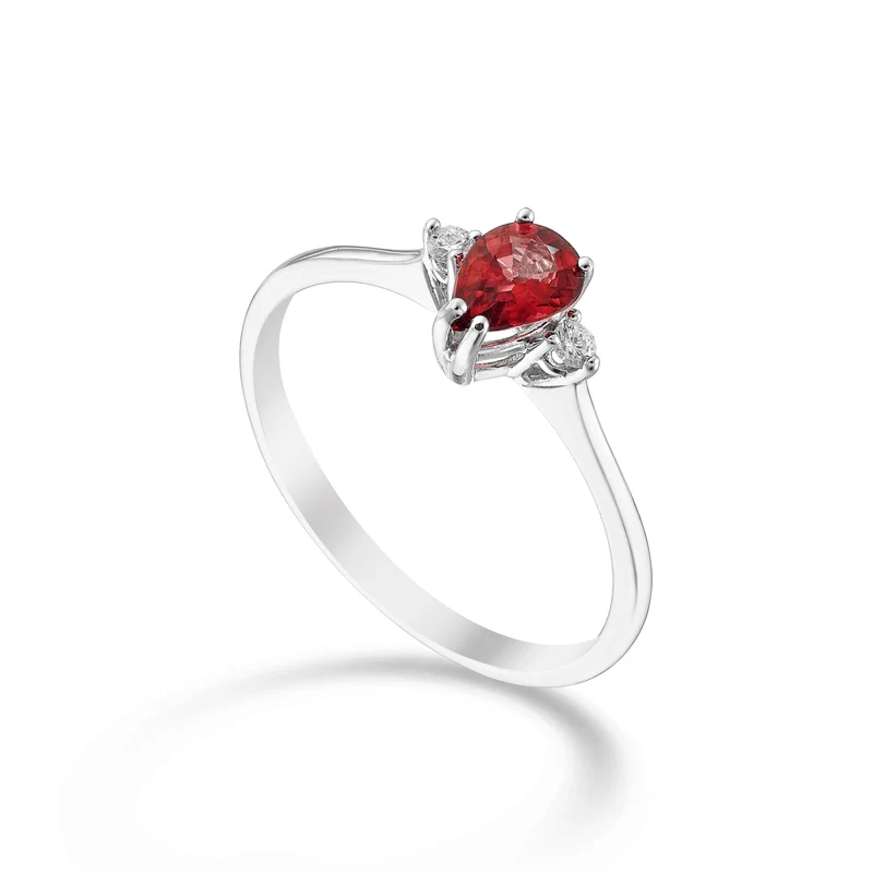 Nihama an 18k rubino n. goccia 6x4 e diamantini laterali NA5217O4RBN042