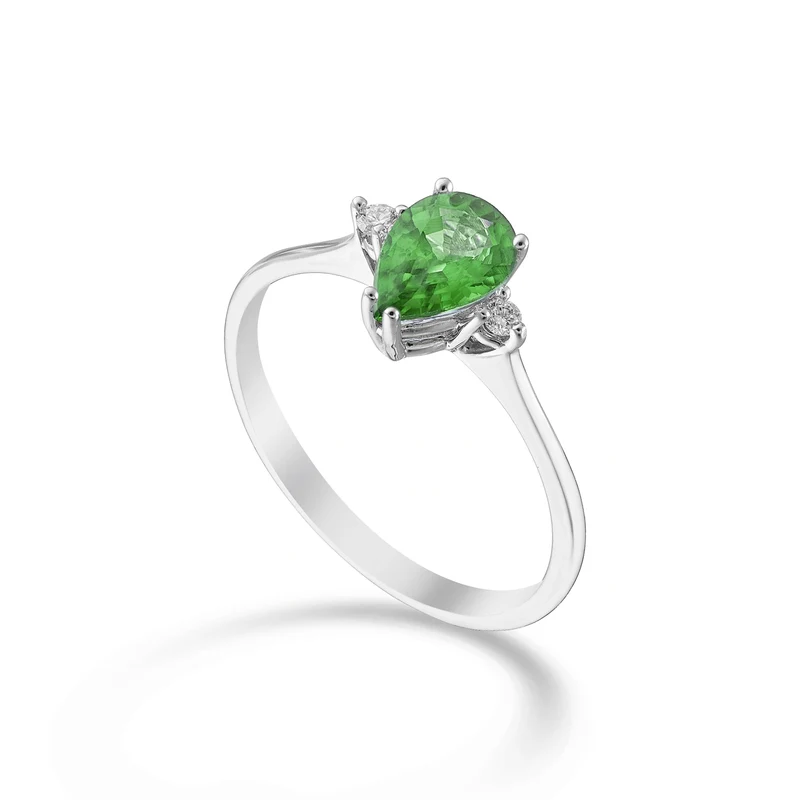 Nihama an 9k smeraldo n. goccia 7x5 e diamantini laterali NA5216R4SMN045