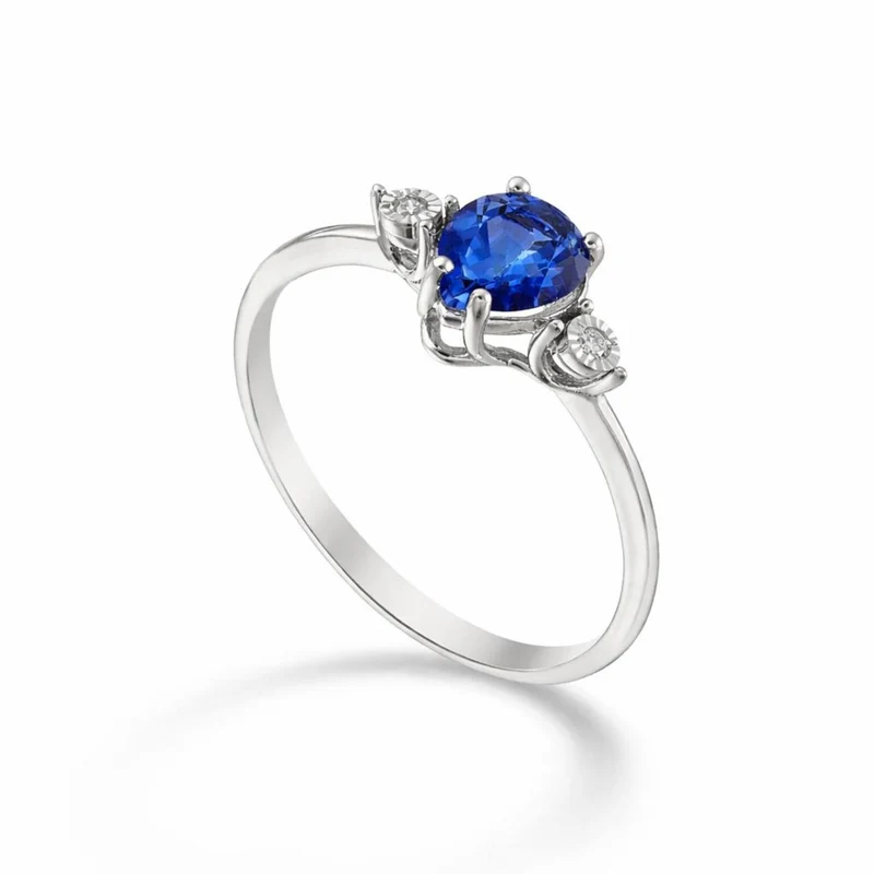 Nihama an 18k zaffiro goccia 7x5 e diamantini laterali NA5214O4ZFD