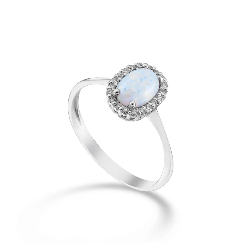 Nihama an 9k opale cabochon ovale 7x5, con contorno di diamanti NA5207R4OP