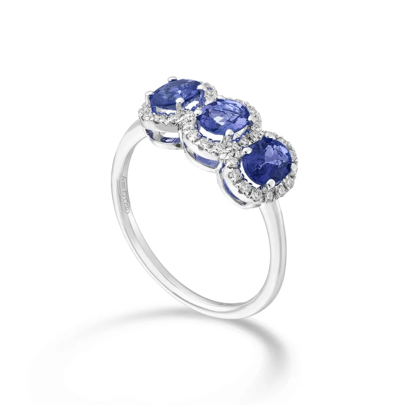 Nihama an 18k zaffiro trilogy ovale 5x4 ct. 1,20 diam. ct.0,21 NA5194O4ZFD54