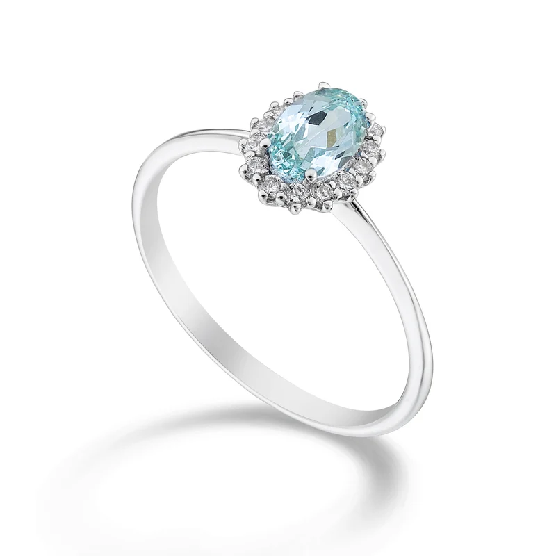 Nihama an 18k tormalina paraiba ovale 6x4 ct.0,70 diam. ct.0,13 NA5141O4PAR