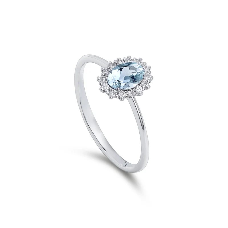 Nihama an 18k acquamarina ovale 6x4 ct.0,30 diam. ct.0,13 NA5141O4AM