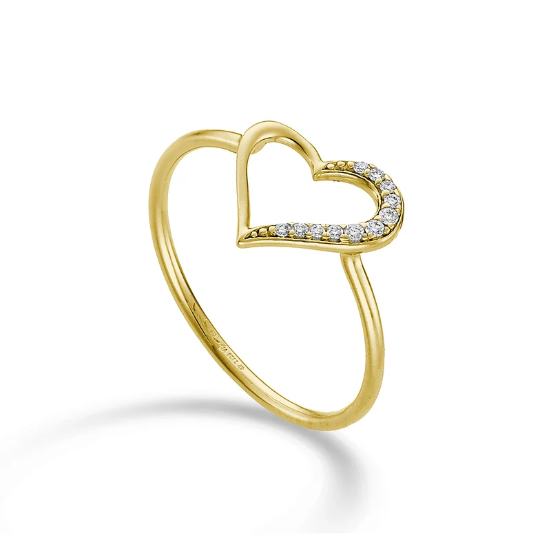 Nihama an 18k cuore piccolo metà liscio oro giallo diam. ct.0,04 NA5136O1BR004