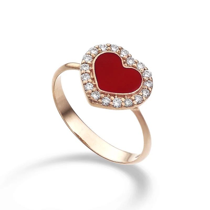 Nihama an 9k ct.0,24 cuore grande smalto rosso NA5135R3BR024