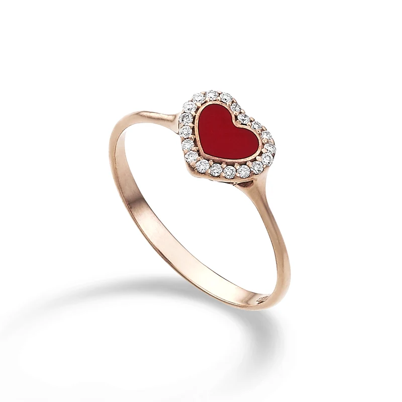 Nihama an 9k ct.0,10 cuore piccolo smalto rosso NA5134R3BR010