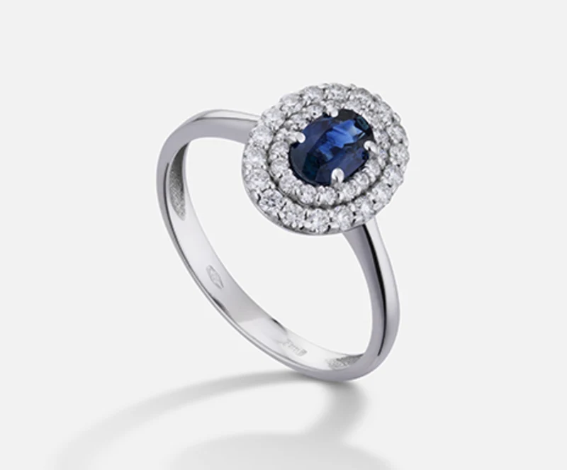 Nihama an 18k zaffiro n. ovale 6x4 ct.0,62 dia ct.0,33 NA5117O4ZFN062
