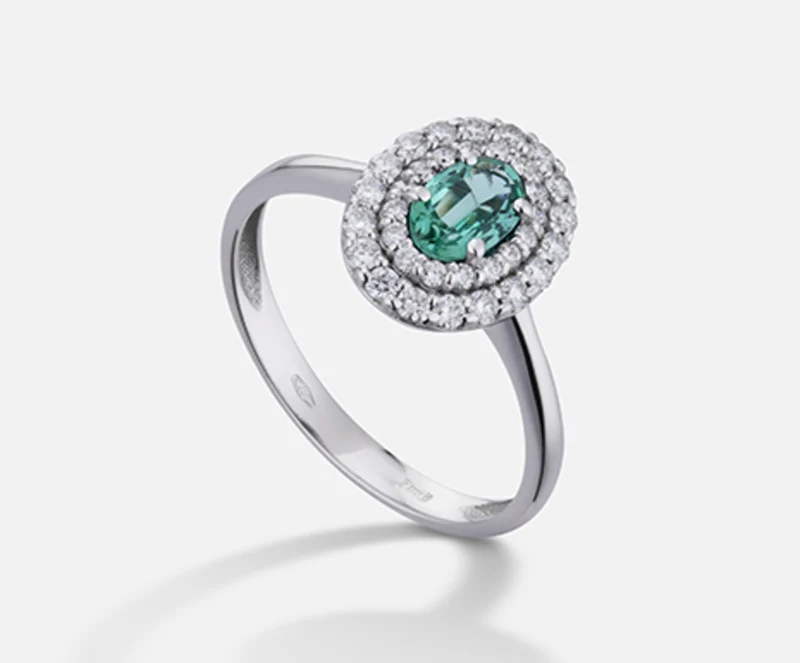 Nihama an 18k smeraldo n. ovale 6x4 ct.0,38 dia ct.0,33 NA5117O4SMN038