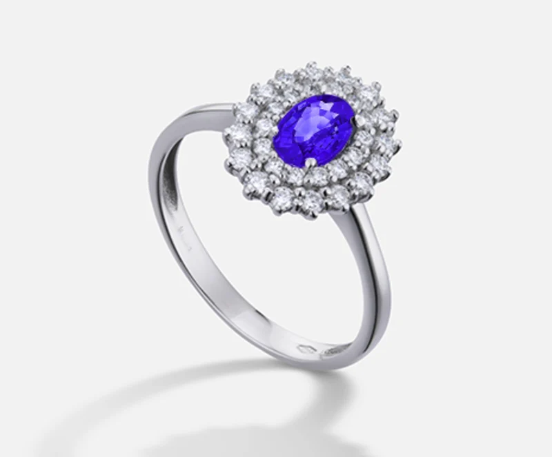 Nihama an 18k tanzanite n. ovale 6x4 ct.0,38 dia ct.0,37 NA5116O4TZN