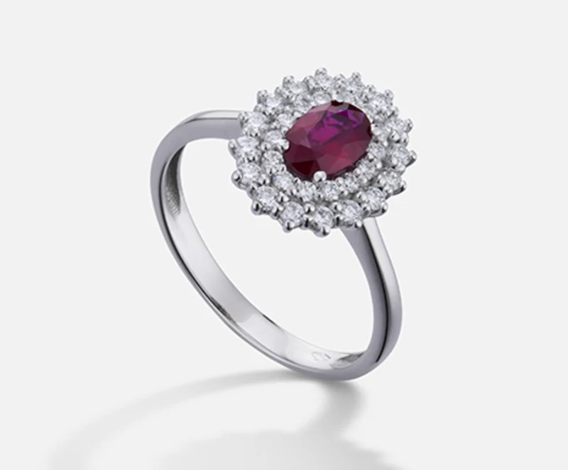 Nihama an 18k rubino n. ovale 6x4 ct.0,52 dia ct.0,37 NA5116O4RBN052