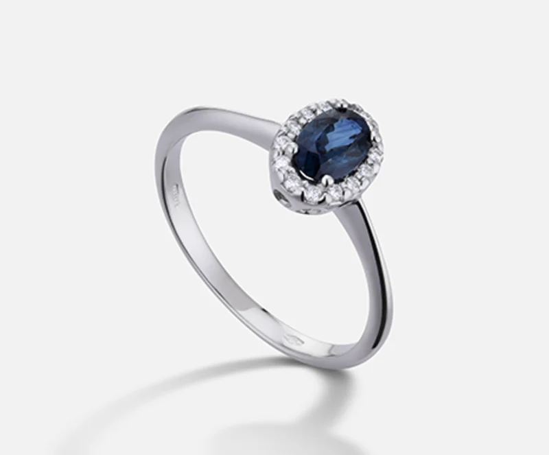 Nihama an 18k zaffiro ovale 6x4 ct.0,40 dia ct.0,09 NA5115O4ZFD