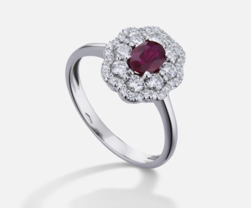 Nihama an 18k rubino n. ovale 6x4 ct.0,57 dia ct.0,63 NA5114O4RBN057