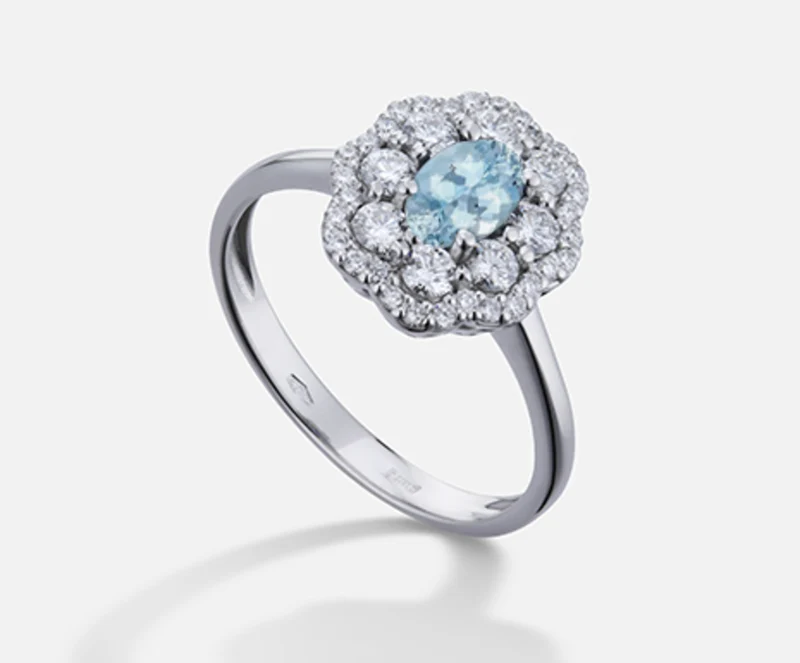 Nihama an 18k acquamarina ovale 6x4 ct.0,30 dia ct.0,63 NA5114O4AM
