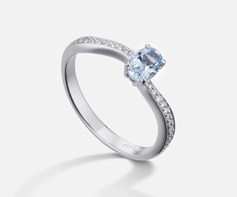 Nihama an 18k acquamarina ovale 6x4 ct.0,30 diam. ct.0,10 NA5108O4AM