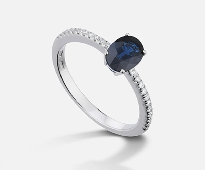 Nihama an 18k zaffiro ovale 7x5 ct.0,80 diam. ct.0,13 NA5104O4ZFD