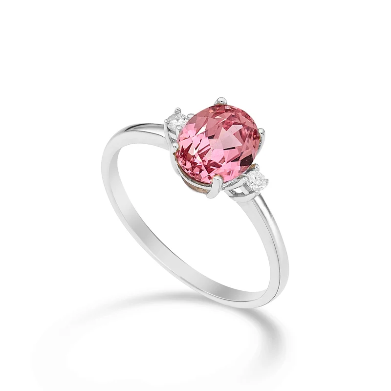 Nihama an 18k zaffiro rosa ovale 8x6 ct.1,60 diam. ct.0,05 NA5074O4ZFRP