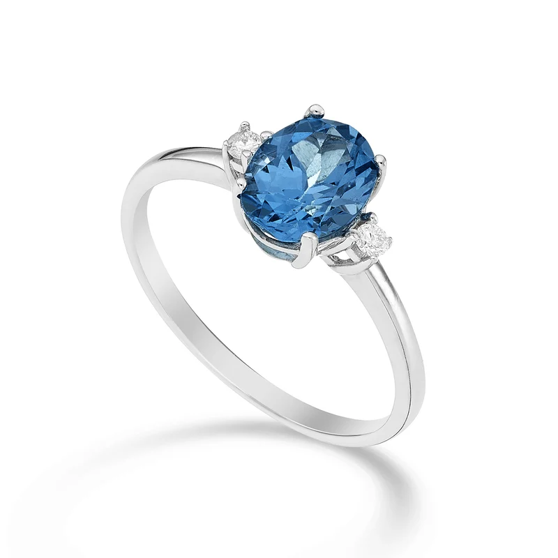 Nihama an 18k topazio blu london ovale 8x6 ct.1,40 diam. ct.0,05 NA5074O4TPBL