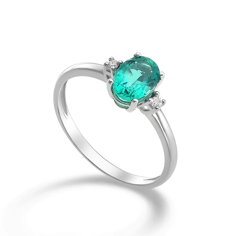 Nihama an 9k smeraldo n. ovale 7x5 ct.0,80 diam. ct.0,03 NA5073R4SMN