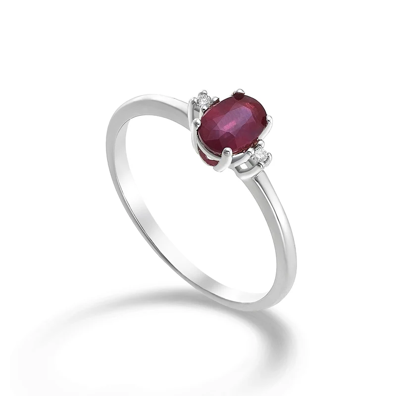 Nihama an 9k rubino n. ovale 6x4 ct.0,57 diam. ct.0,02 NA5072R4RBN057