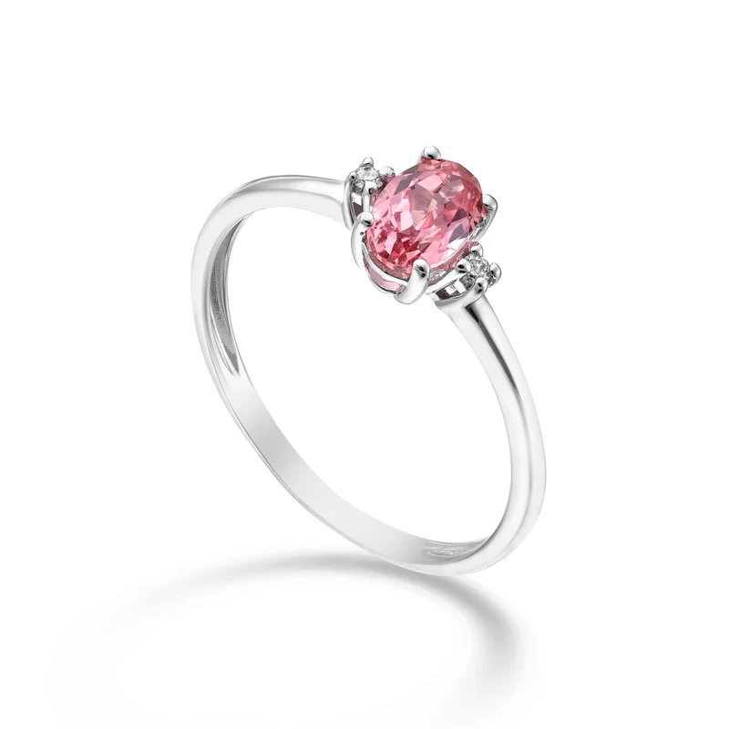 Nihama an 18k zaffiro rosa ovale 6x4 ct.0,60 diam. ct.0,02 NA5072O4ZFRP