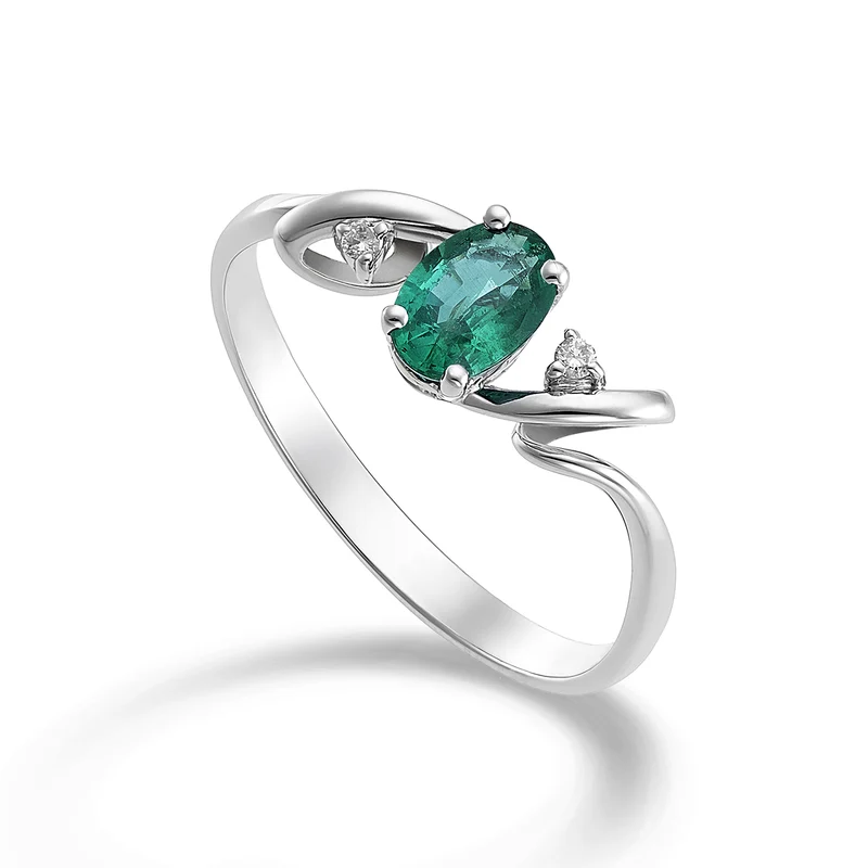 Nihama an 18k smeraldo n. ovale 6x4 ct.0,50 diam. ct.0,02 NA5057O4SMN050