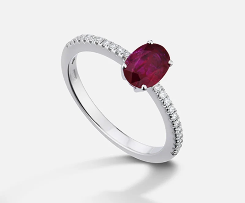 Nihama an 18k rubino n. ovale 7x5 ct.0,83 diam. ct.0,13 NA5104O4RBN083