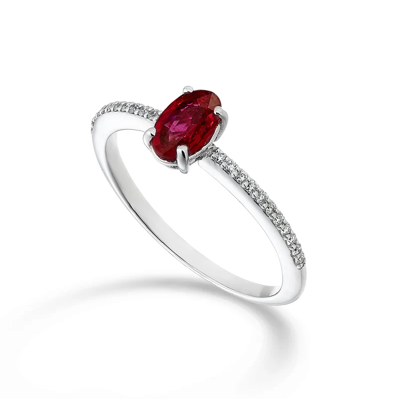 Nihama an 18k rubino ovale 6x4 ct.0,40 diam. ct.0,08 NA5102O4RBC