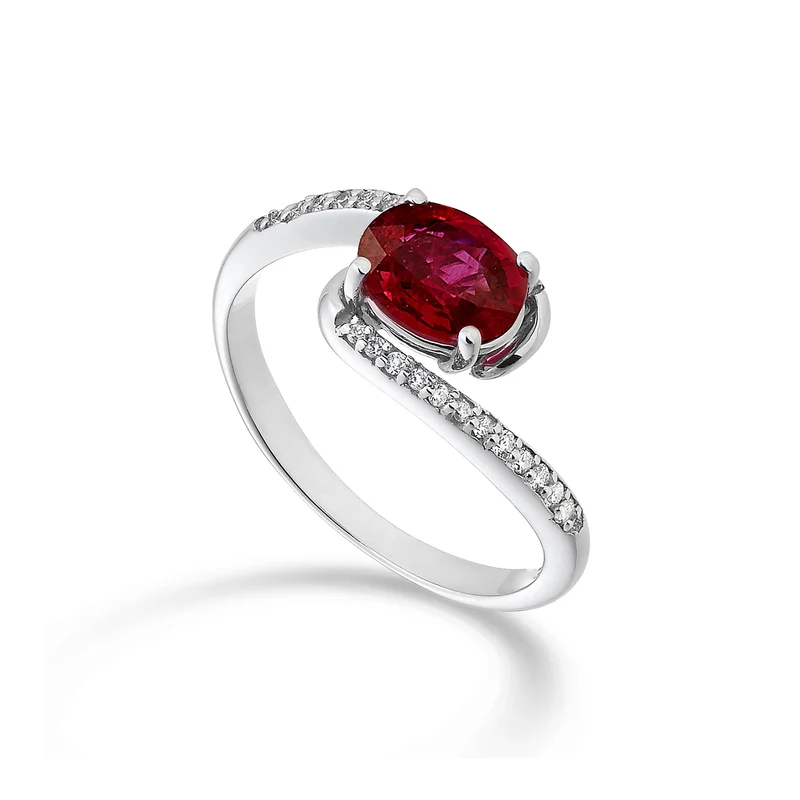 Nihama an 18k rubino n. ovale 7x5 ct.0,85 diam. ct.0,085 NA5101O4RBN085